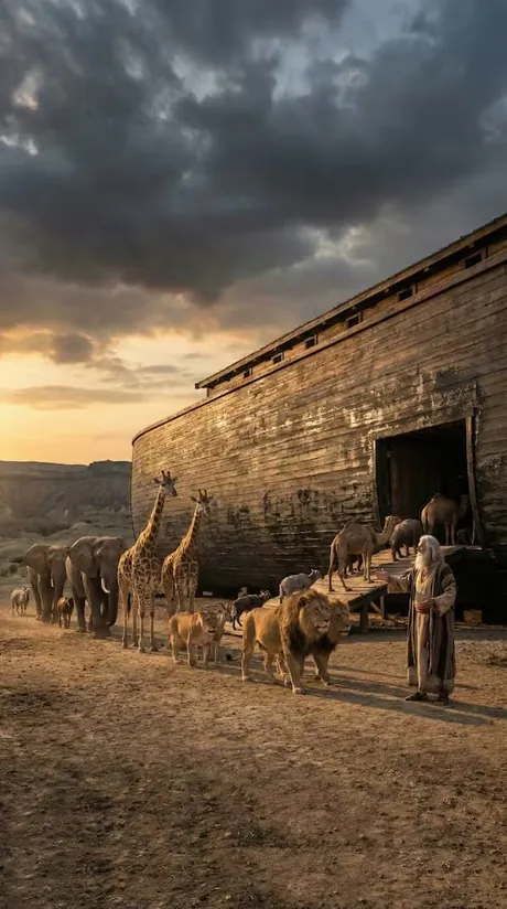 Illustrated Bible story: Noah builds the ark of salvation